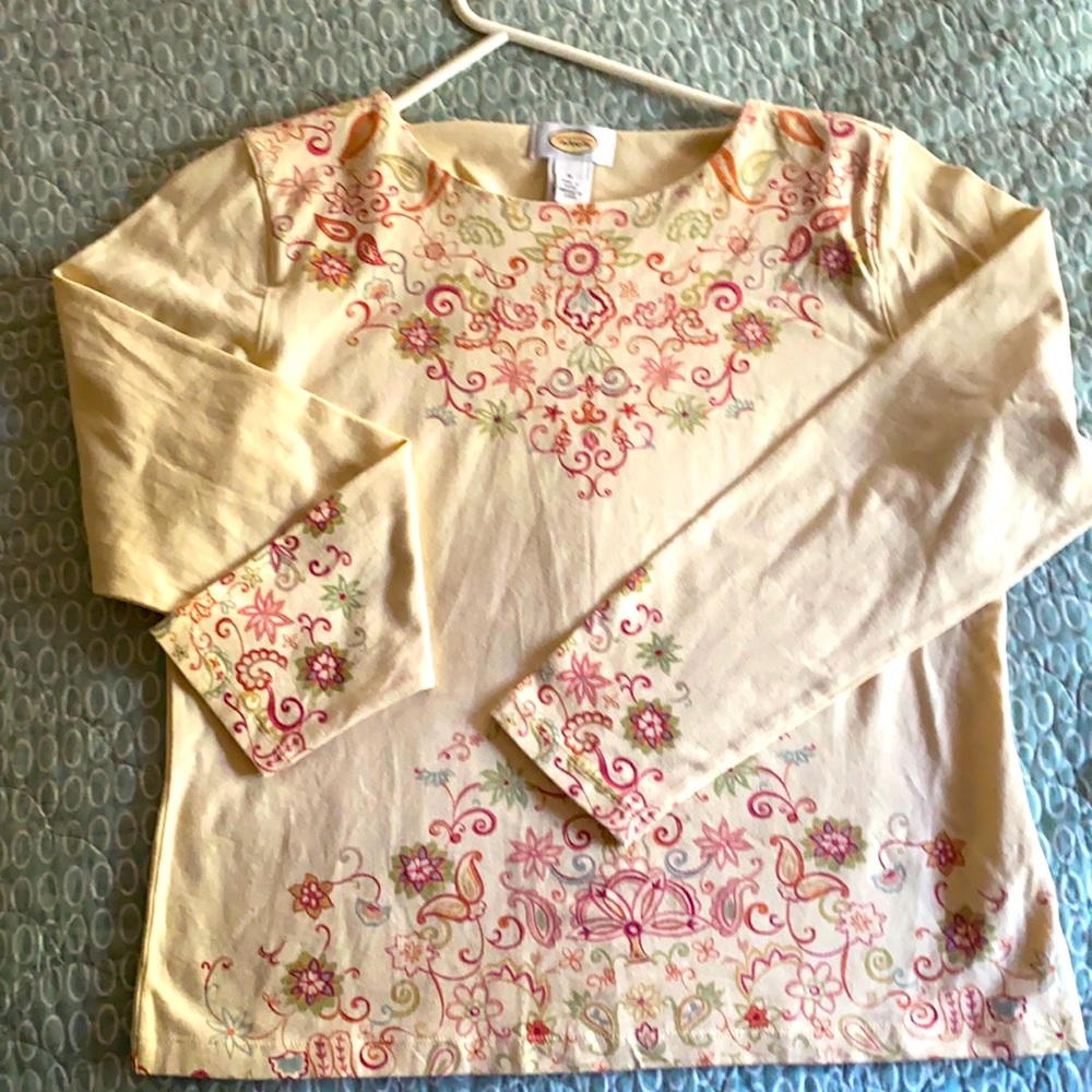 Talbots paisley design long sleeve top medium